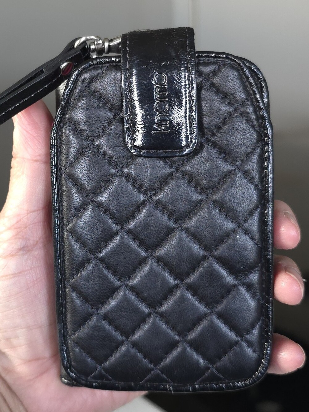 Knomo London Quilted Black Leather Wallet Wristlet